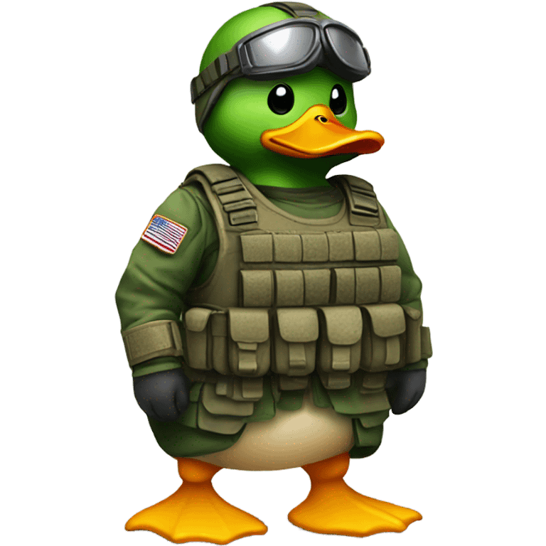 A duck wearing combat gear  emoji