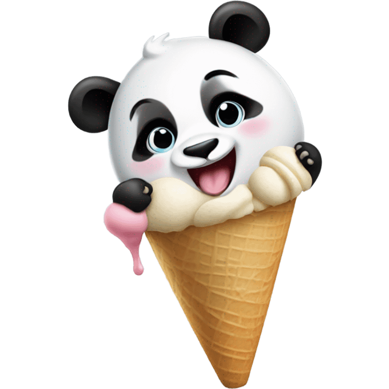 Panda eating ice cream emoji