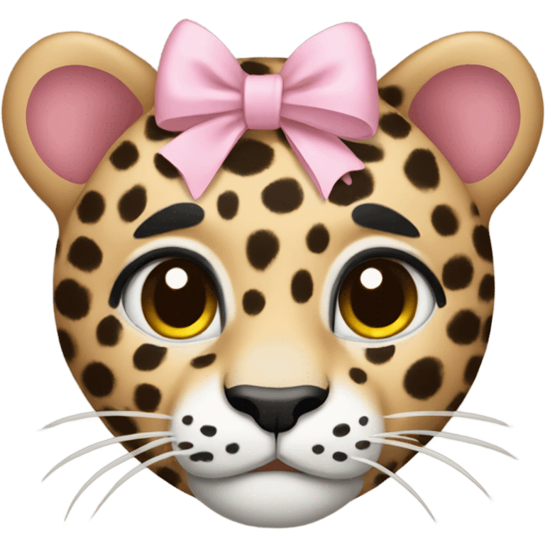 Leopard with a little light pink bow emoji