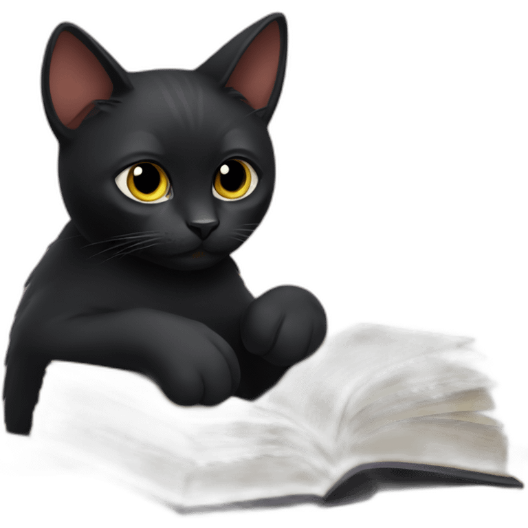 Black cat read book emoji