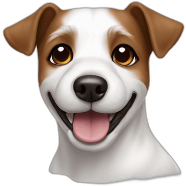 happy jack russel maltese dog with brown ears white face emoji