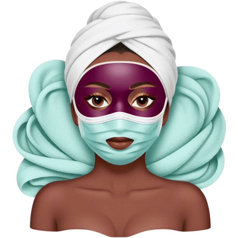 Lady with face mask spa beauty full face relaxing Burgundy emoji