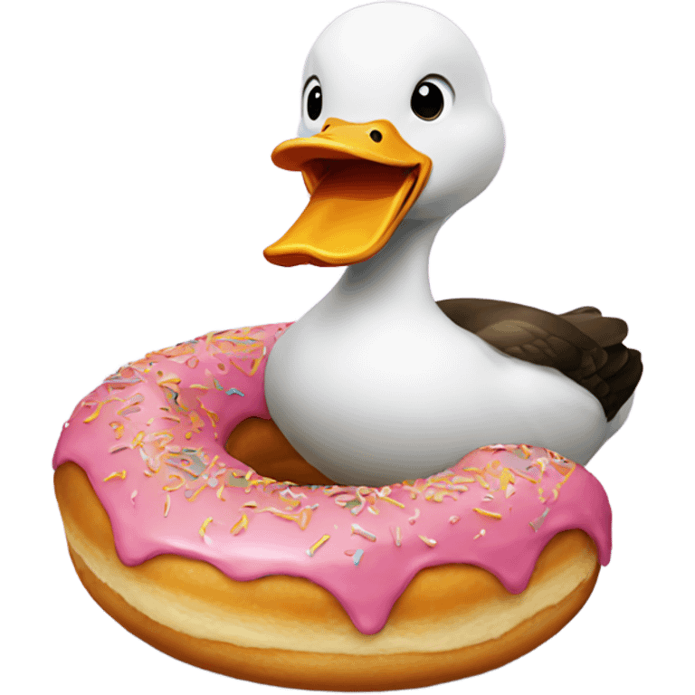 Duck eating donut  emoji