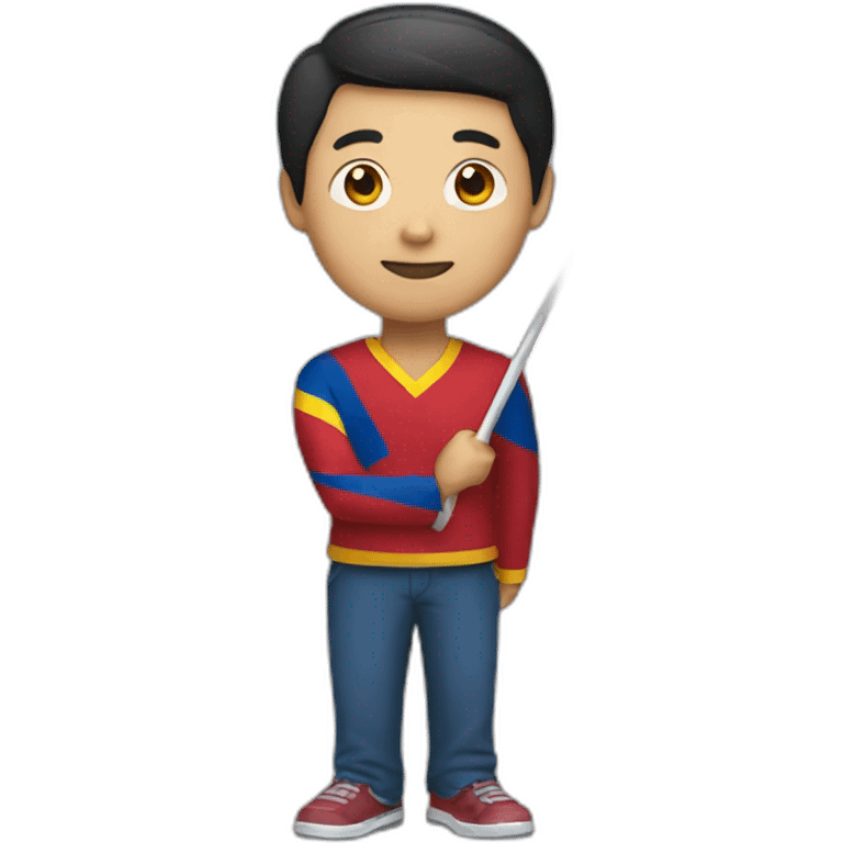 a chinese guy with the flag of Venezuela on hand emoji