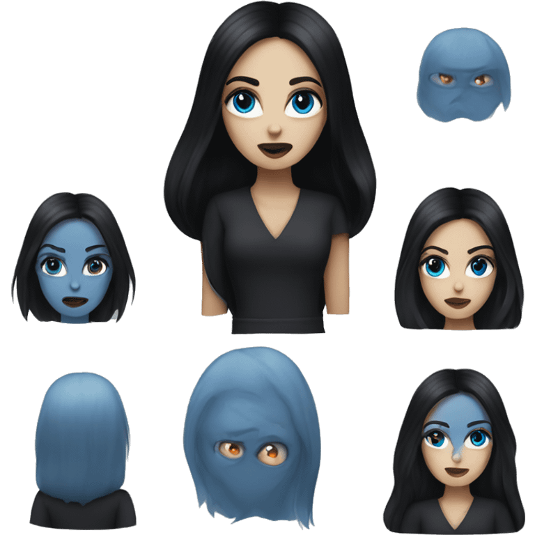 Woman vampire with blue Eyes and long black hair emoji