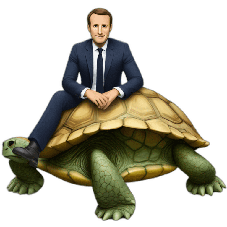 Macron sur une tortue emoji