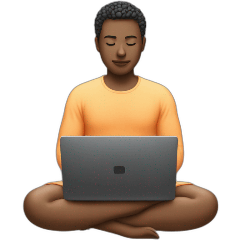 Meditating on laptop screen emoji