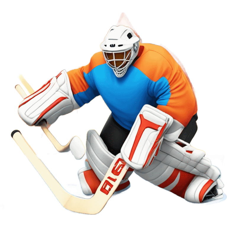 Hockey playing goalie with fire and ice emoji