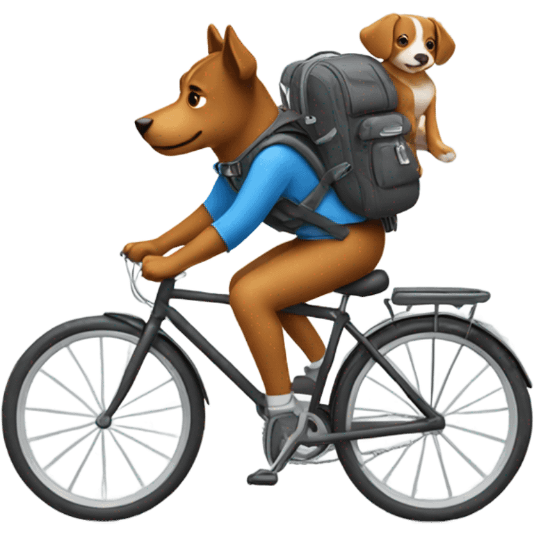 Person riding a bike with a dog in backpack  emoji