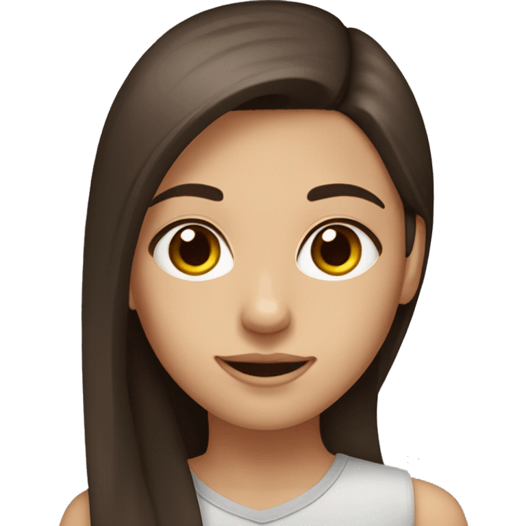 A girl with straight brown hair brown eyes and dark brown hair emoji