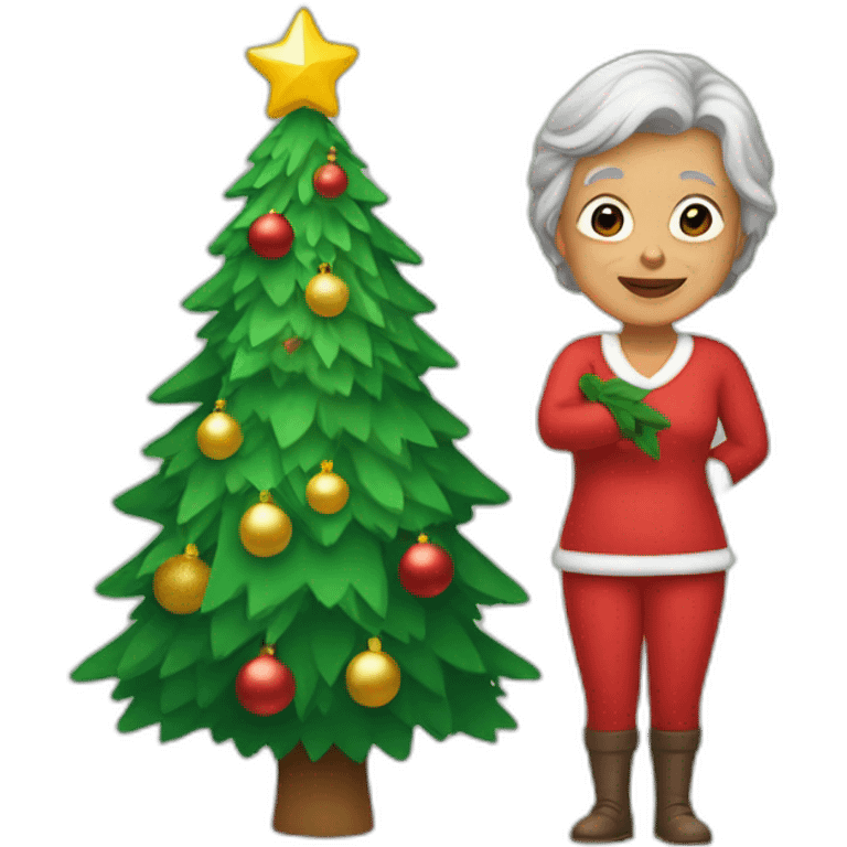 Christmas tree and grandmother emoji