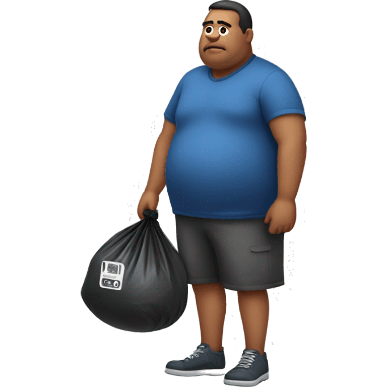 Fat man bring a trash bag  emoji