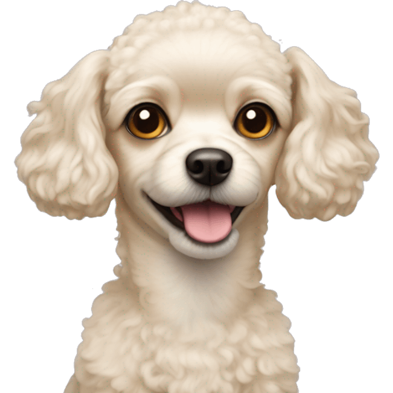 a poodle chihuahua mix with crème color short fur  emoji