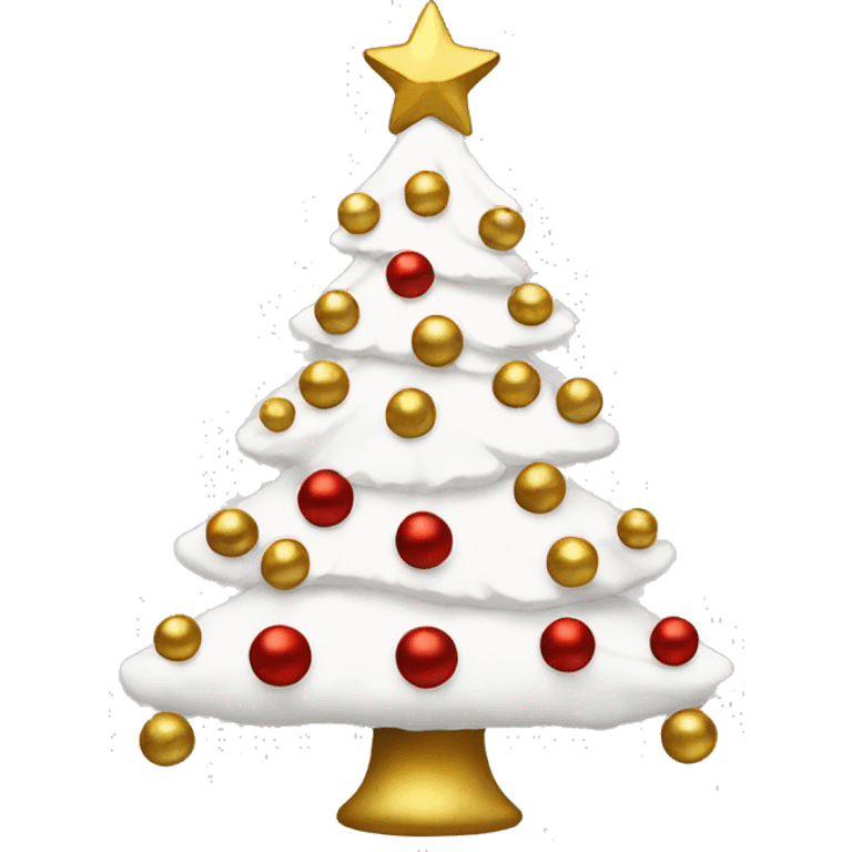 White Christmas tree with red and gold balls emoji