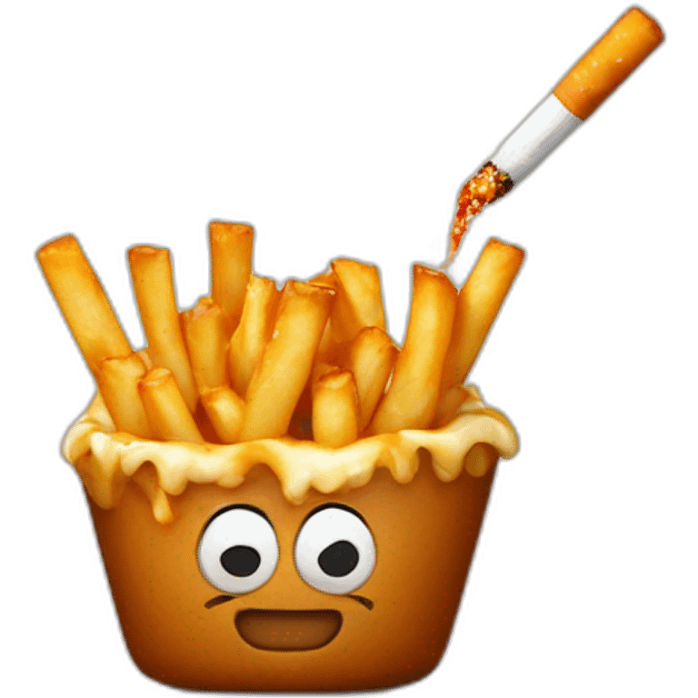 poutine fume une cigarette emoji