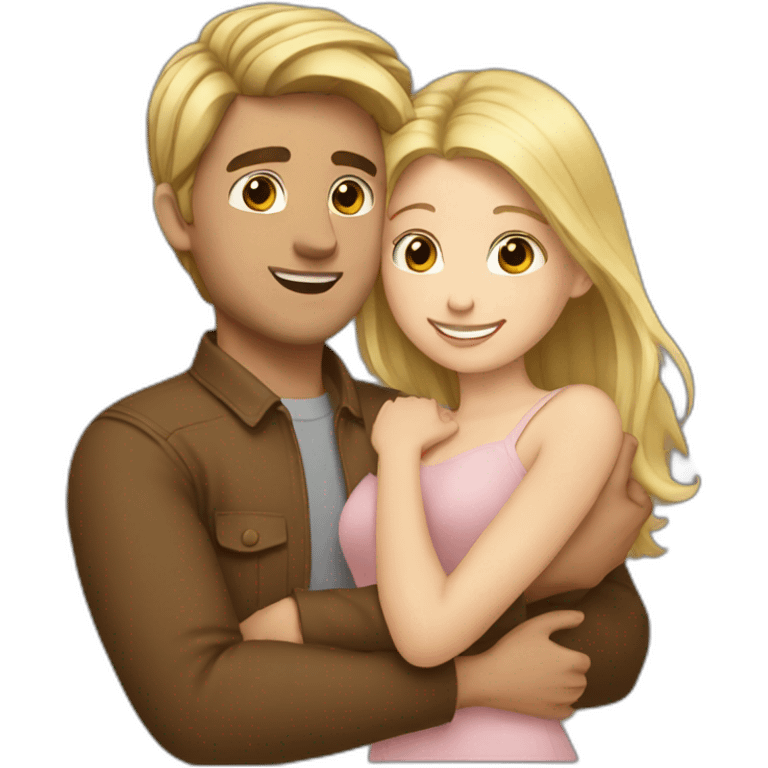 Hug blond girl brown hair man emoji