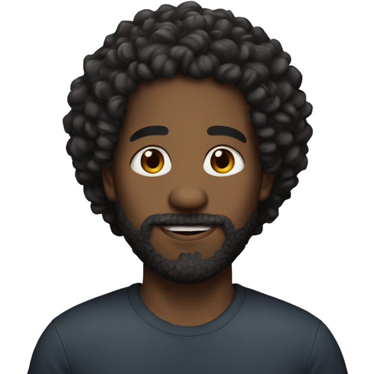 Black man curly hair with beard emoji