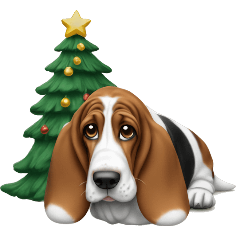 Basset hound christmas tree emoji