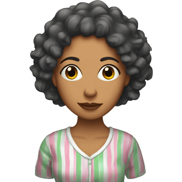 Mexican woman with curly hair wearing pjs  emoji