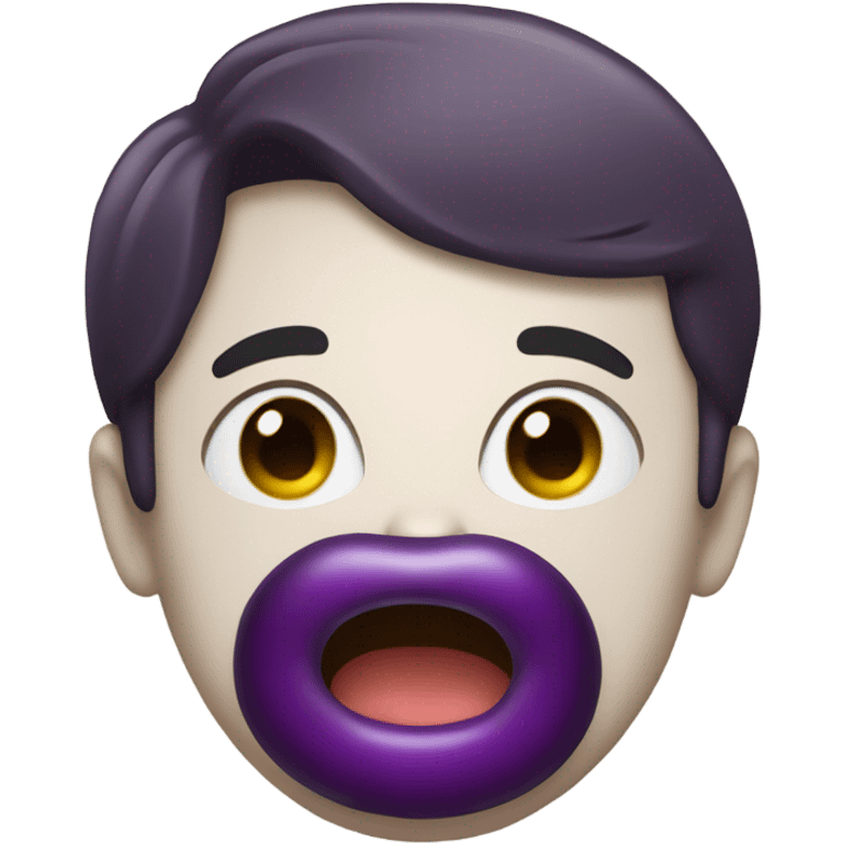 silly face with eggplant in mouth emoji