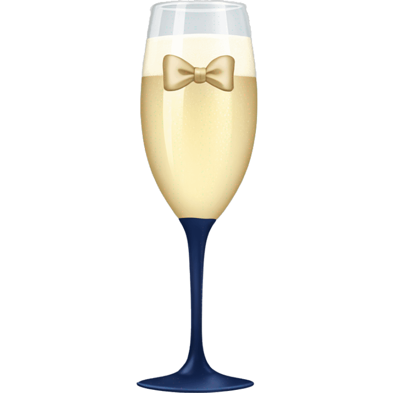 Champagne glass with a navy blue bow on stem emoji