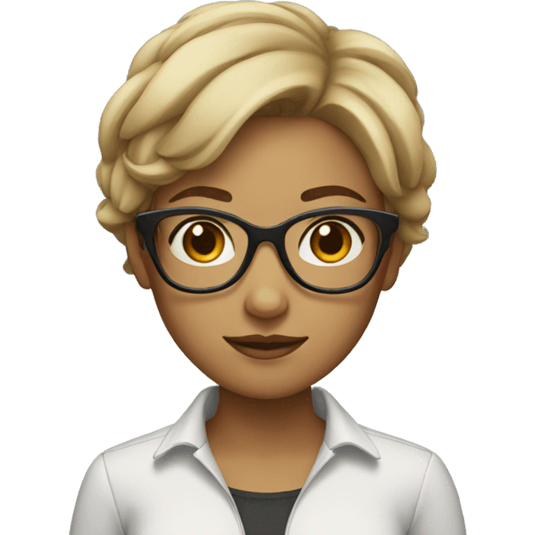 Girl with a glasses short hair emoji