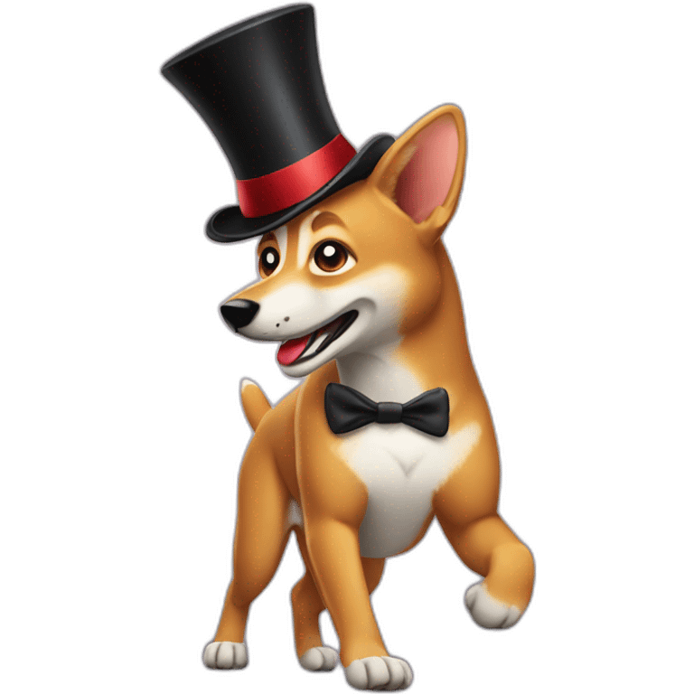 Dancing dingo in a top hat emoji