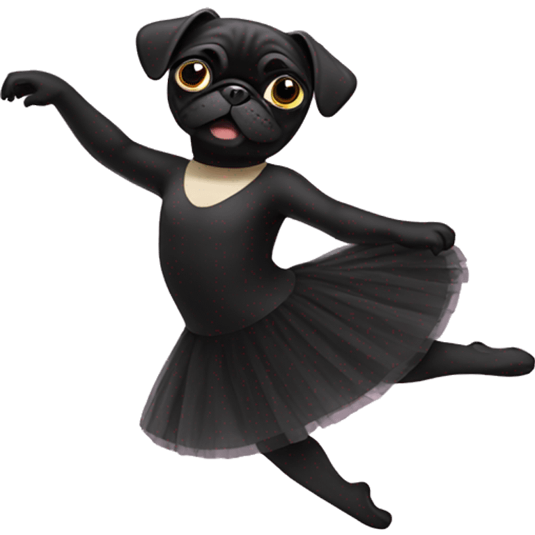 Black pug dancing ballet emoji