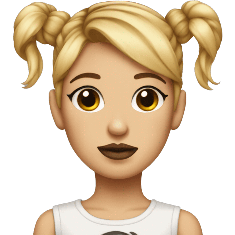 Tattooed girl with space buns and side bang emoji