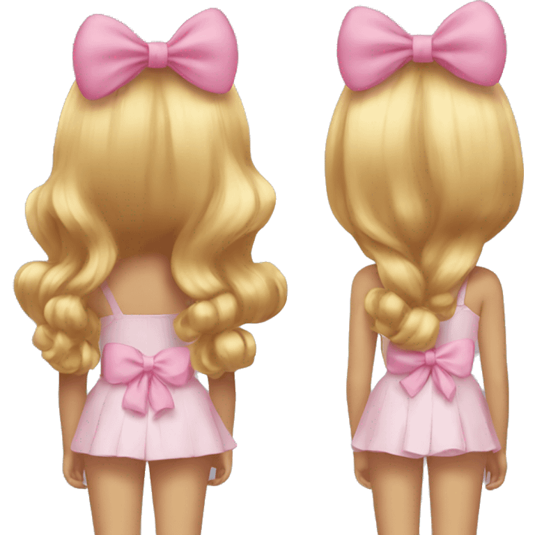 Two girls wearing bows back view  emoji