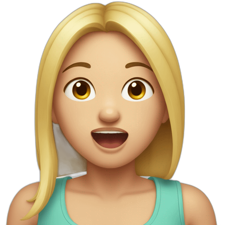 Girl opening mouth and stretching toung out emoji