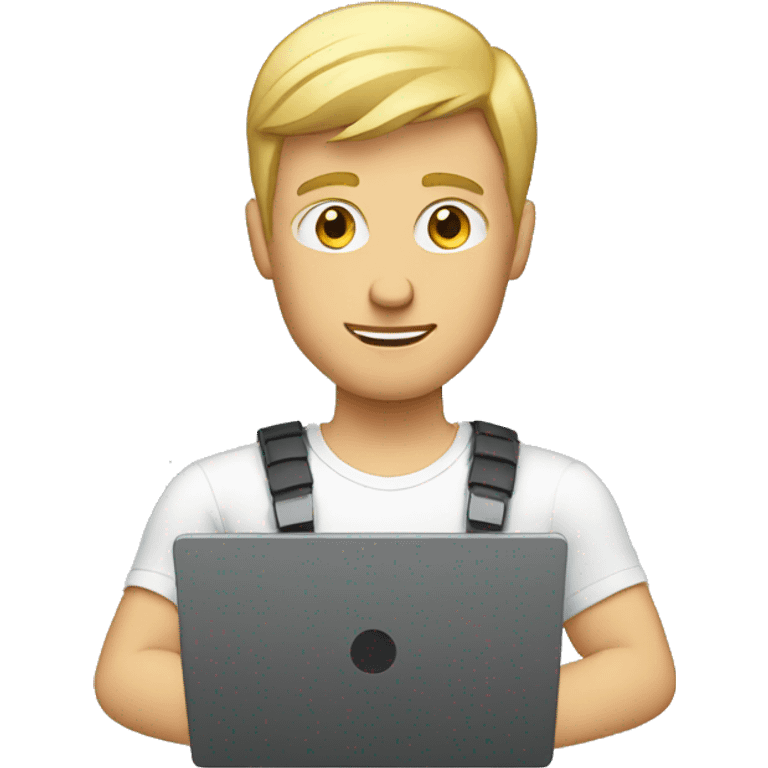 white male cybersportsman with laptop emoji