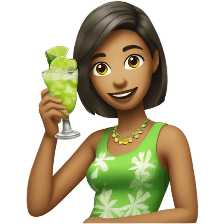 A girl drinking a caipirinha  emoji