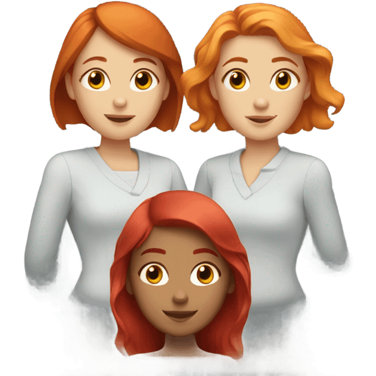 3 girls teamwork give them red hair emoji