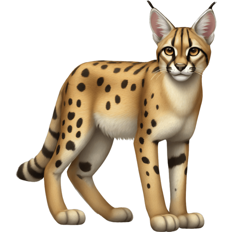 Striped and spotted Lynx-Caracal-Serval full body emoji