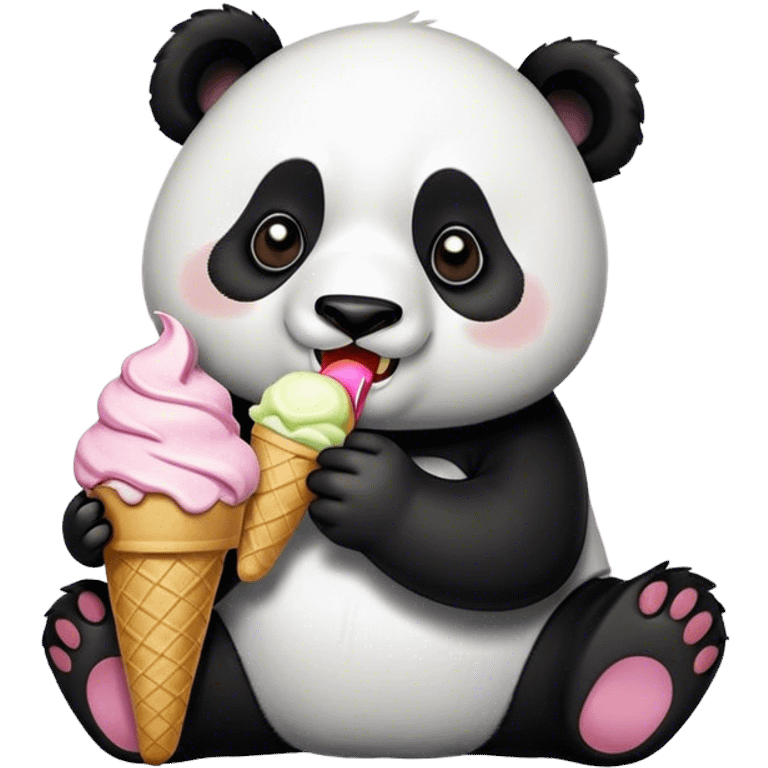 Panda eating ice cream emoji