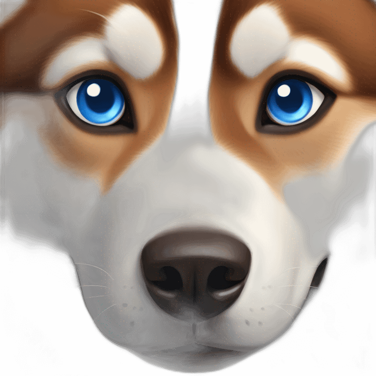 Red siberian husky with blue left eye and brown right eye emoji