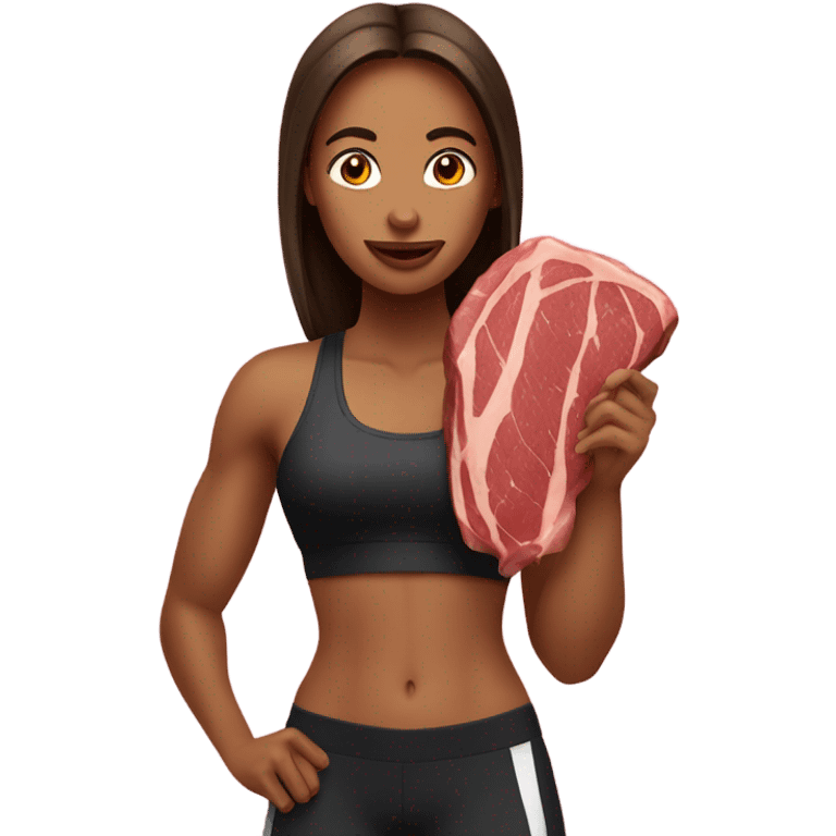 Gym girl  holding steak emoji