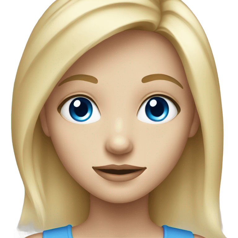 blonde girl portrait looking viewer blue eyes emoji