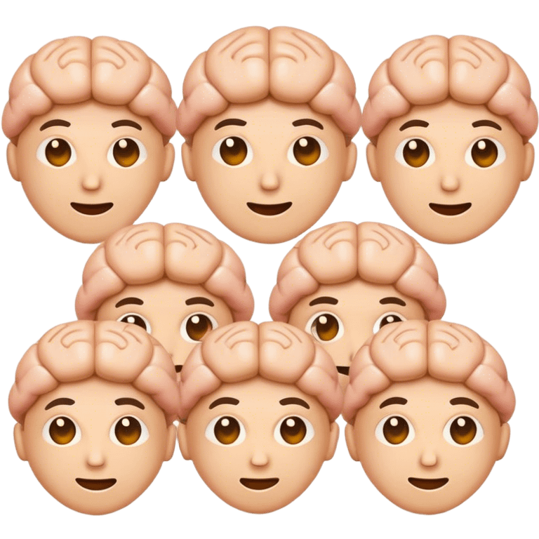 Emoji pack with brain schema with different expressions emoji