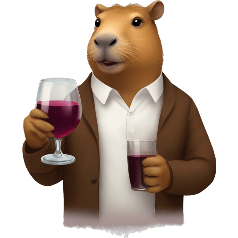 a capybara with a glass of wine emoji