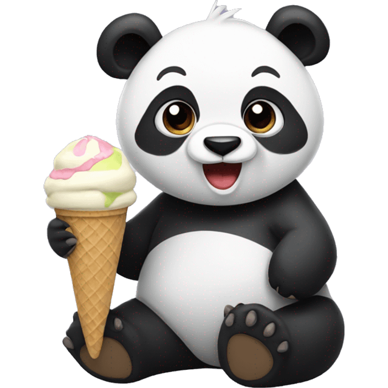 Panda eating ice cream emoji