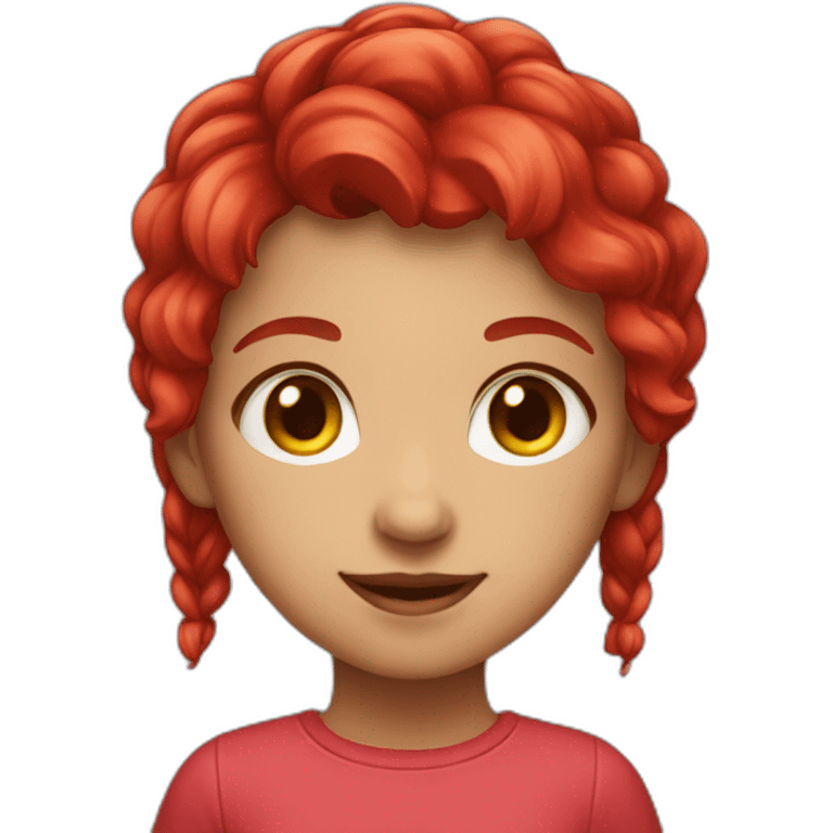 A girl with red colouration haut emoji