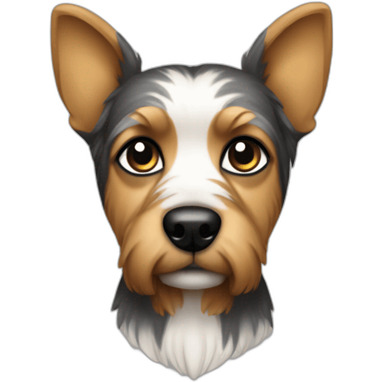 Yorkshire dog with silver pointed ears and black eyes emoji