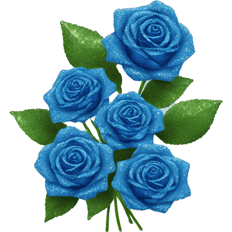 Blue glitter rose bouquet  emoji