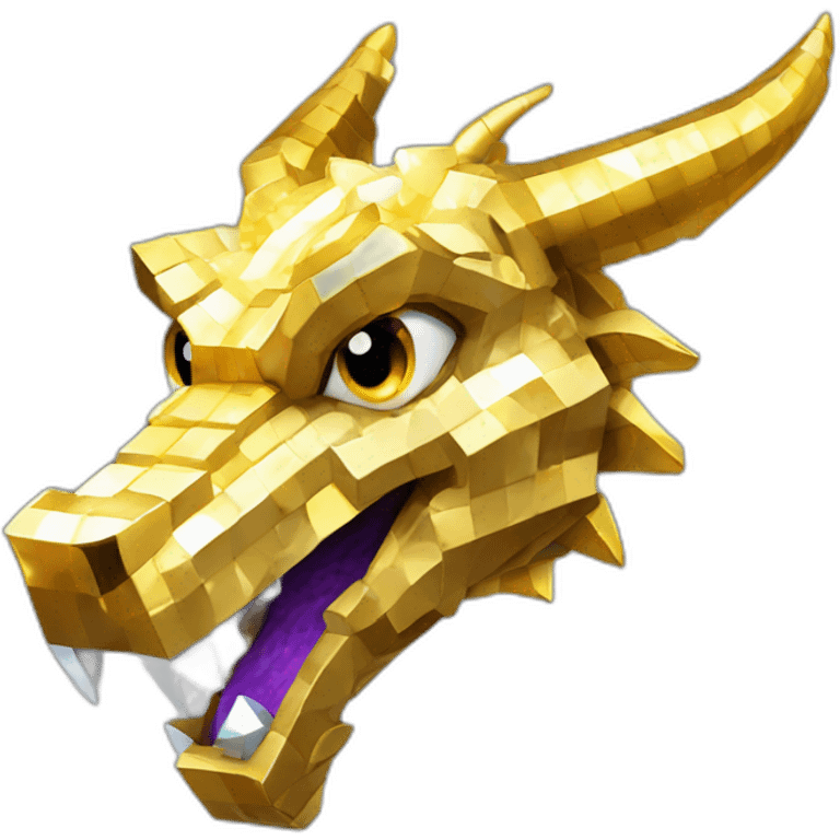 Minecraft Glitter Gold Dragon Head With Diamond Horn emoji