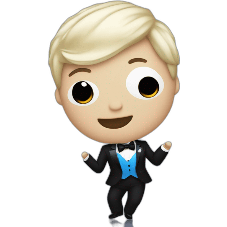 PSY dancing Gangnam Style in a blue and black tuxedo emoji