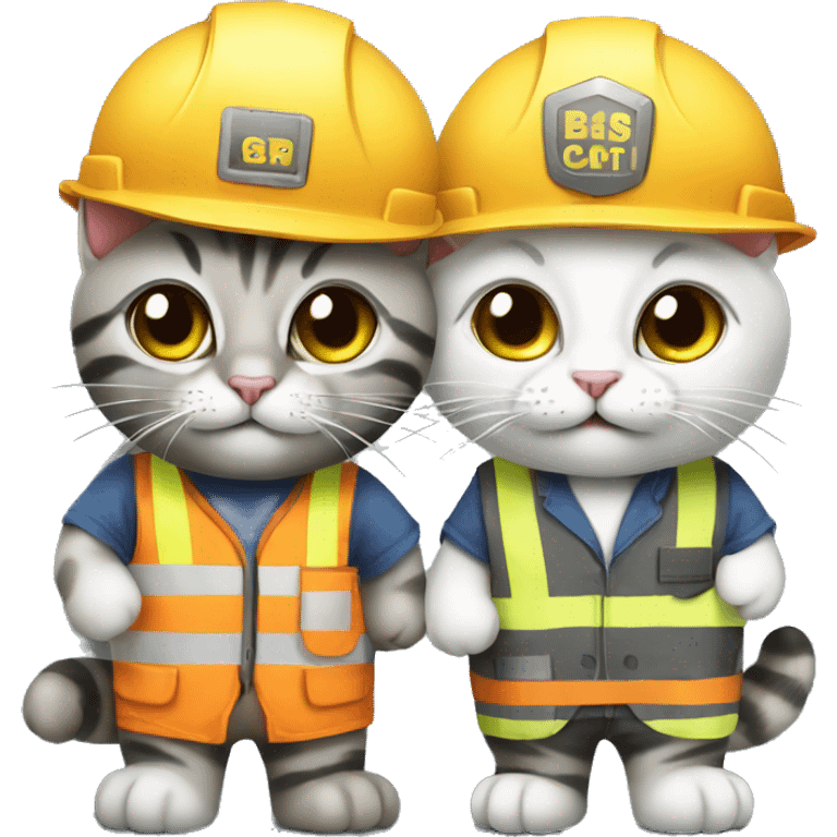 two cats dressed as construction workers emoji