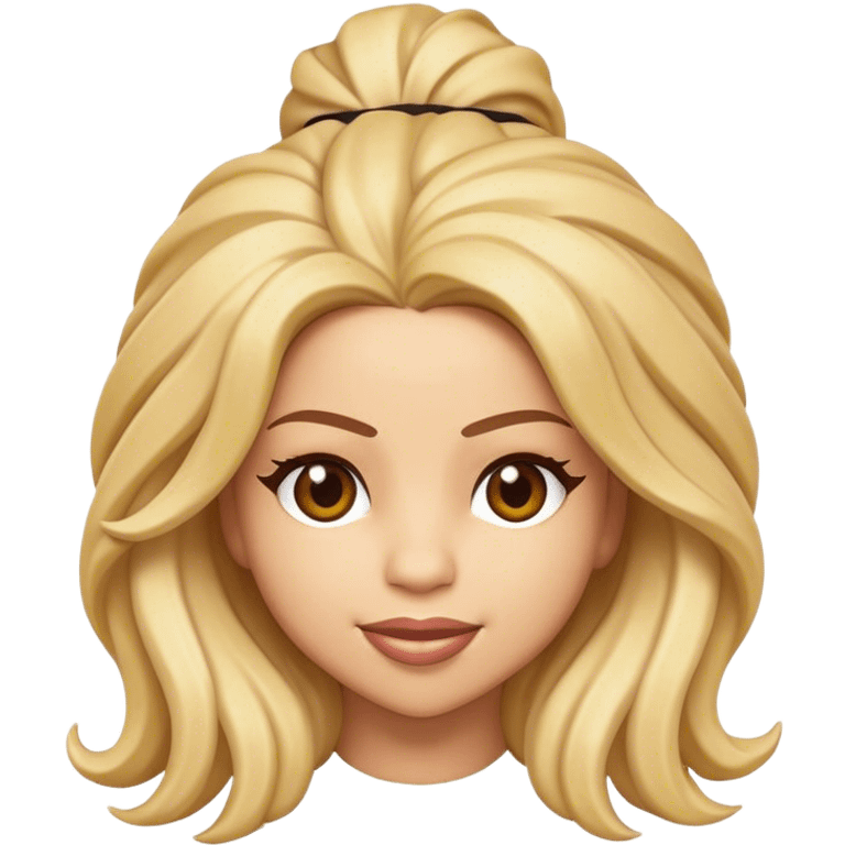 Cinematic Realistic Shakira Pop Culture Emoji, depicted with an energetic, dynamic portrayal of the global pop star rendered with lifelike textures and vibrant, charismatic lighting. emoji