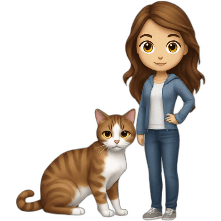 Litil girl whit brown hair taking a cat emoji